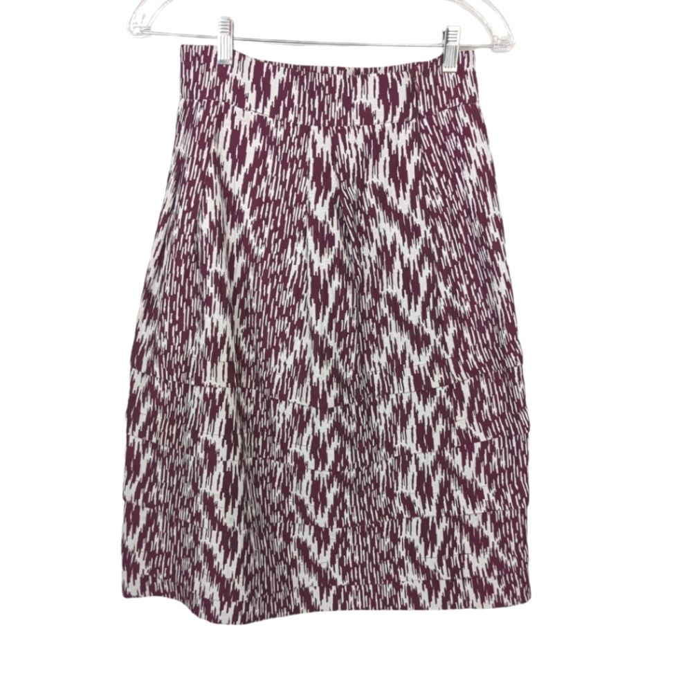 Miz Wear Burgundy and White Patterned Skirt